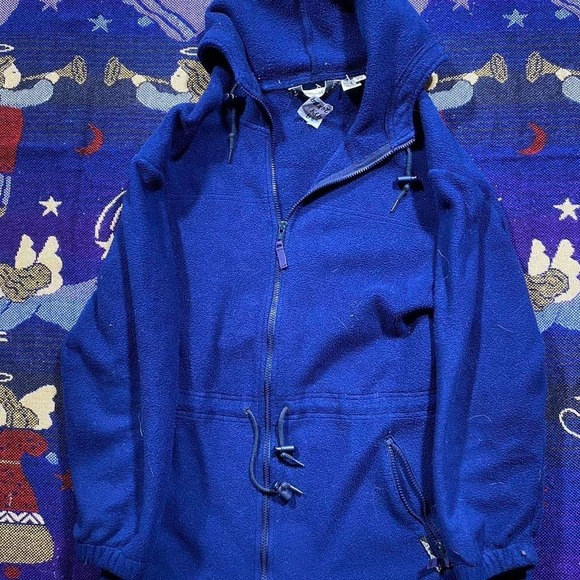 Vintage Blue Eddie Bauer Hooded Fleece Jacket - Picture 1 of 6